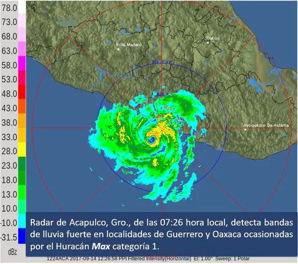 La tormenta tropical Max se convirtió en huracán frente a la costa de Acapulco y tocará tierra este jueves