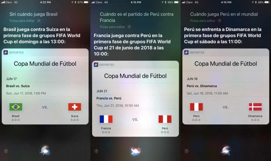 Siri se actualiza con información del mundial FIFA 2018 y google nos dará resultados inmediatos de los partidos!