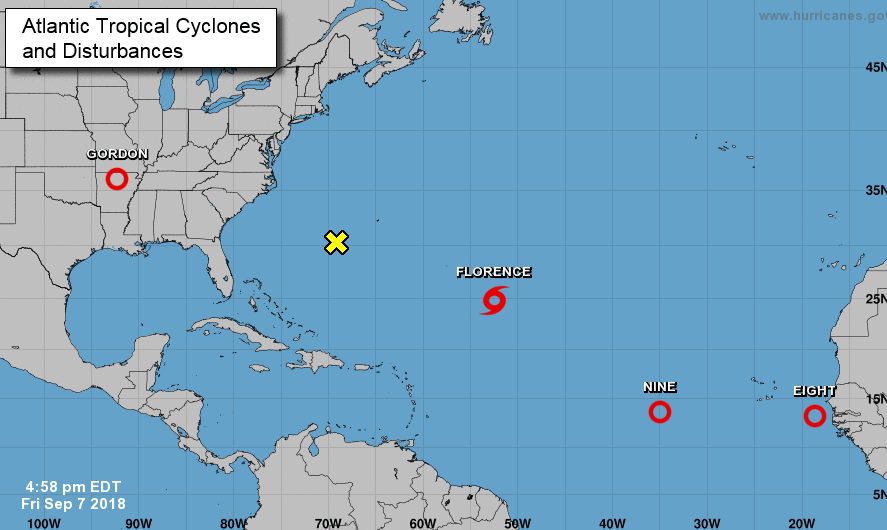 Tres tormentas se intensificarán en el Atlántico, Florence se convertirá en huracán de categoría mayor