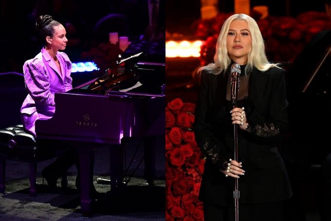 Las estrellas Beyoncé, Alicia Keys y Christina Aguilera rinden tributo a Kobe Bryant en el Staples Center