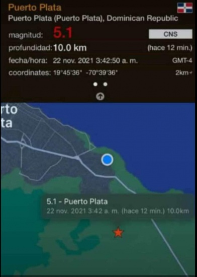 Tiembla la tierra en Puerto Plata y zonas aledañas