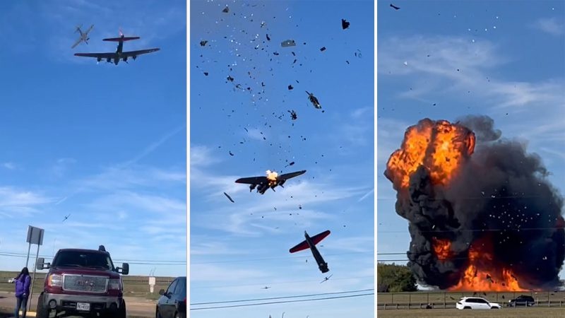 Dos aviones colisionan en el aire durante una exhibición en EE.UU.