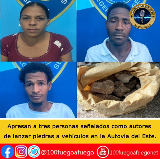 Policía  apresa tres personas señalados como presuntos autores de " tirar piedras"  a vehículos en la Autovía del Este en La Romana